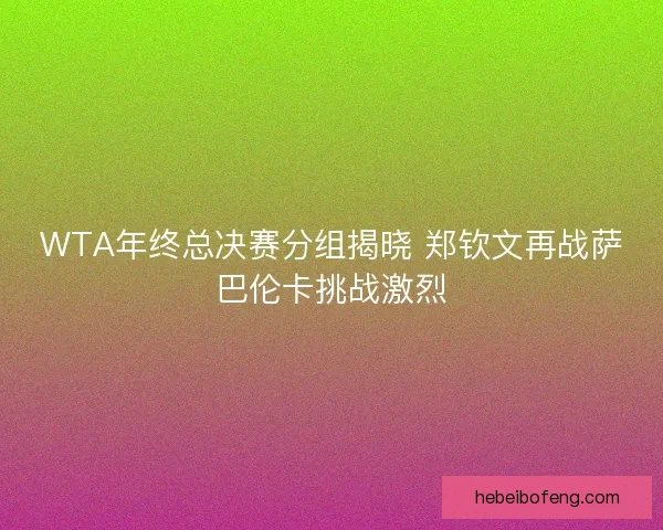 WTA年终总决赛分组揭晓 郑钦文再战萨巴伦卡挑战激烈