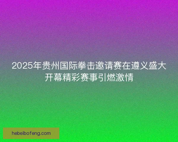 2025年贵州国际拳击邀请赛在遵义盛大开幕精彩赛事引燃激情