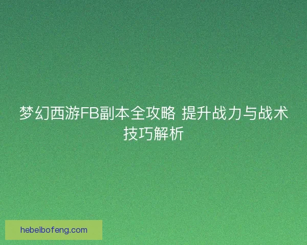 梦幻西游FB副本全攻略 提升战力与战术技巧解析